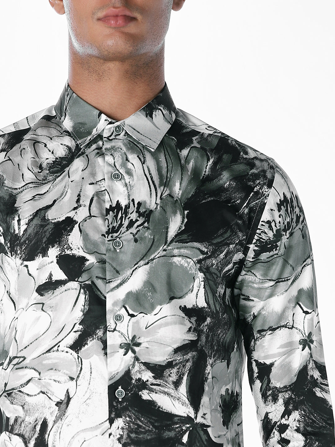 Blue Printed Slim Fit Shirt