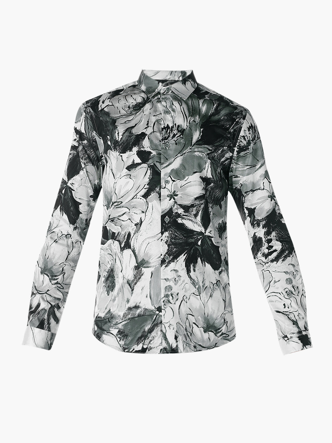 Blue Printed Slim Fit Shirt
