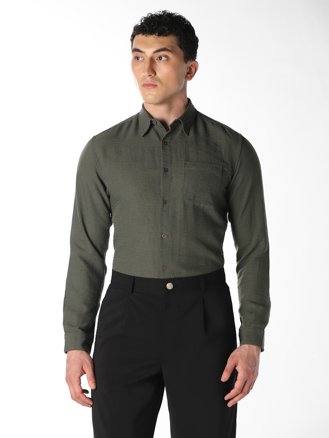 Olive Green Regular Fit Shirt