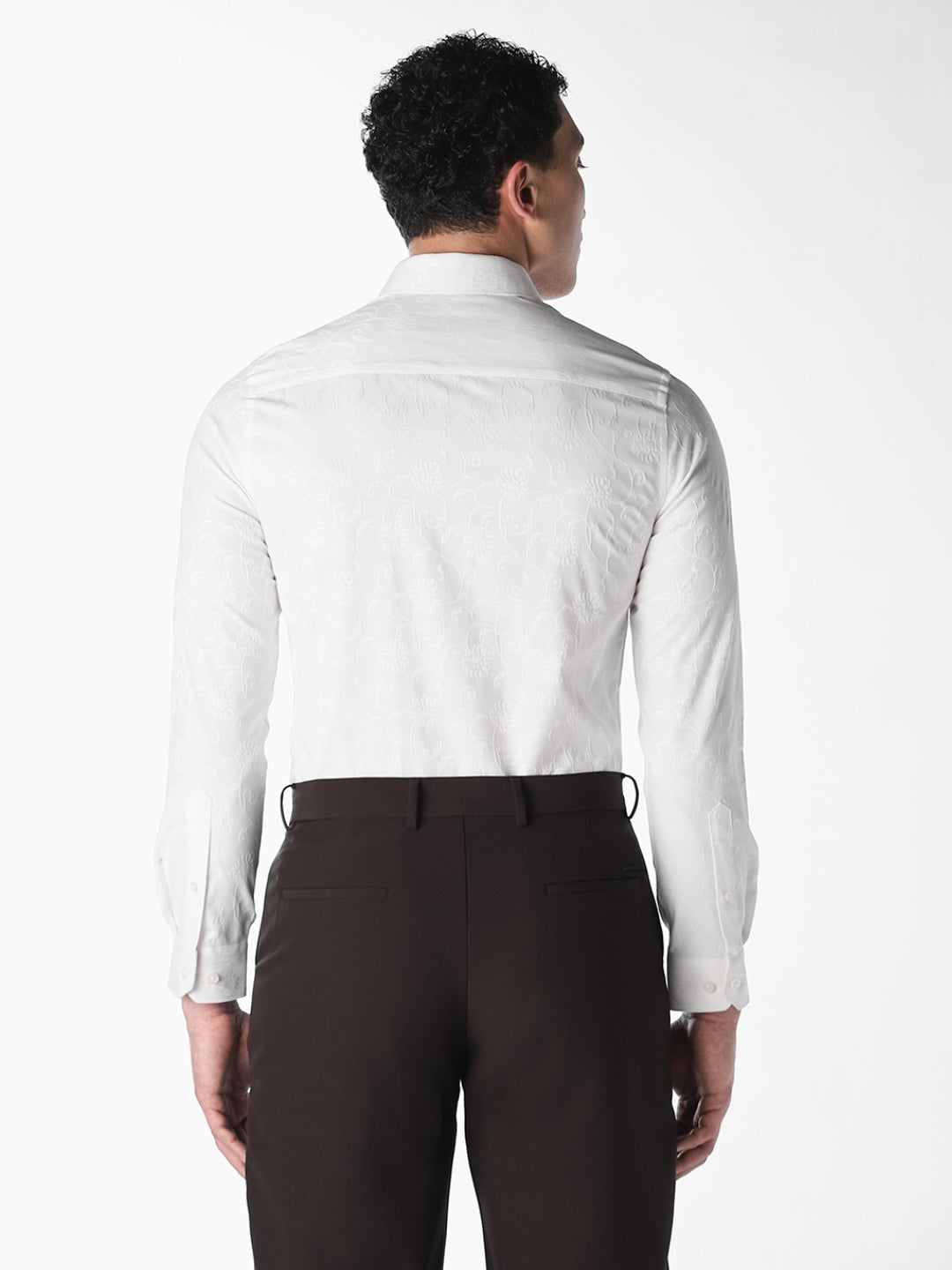 Bright White Jacquard Slim Fit Shirt