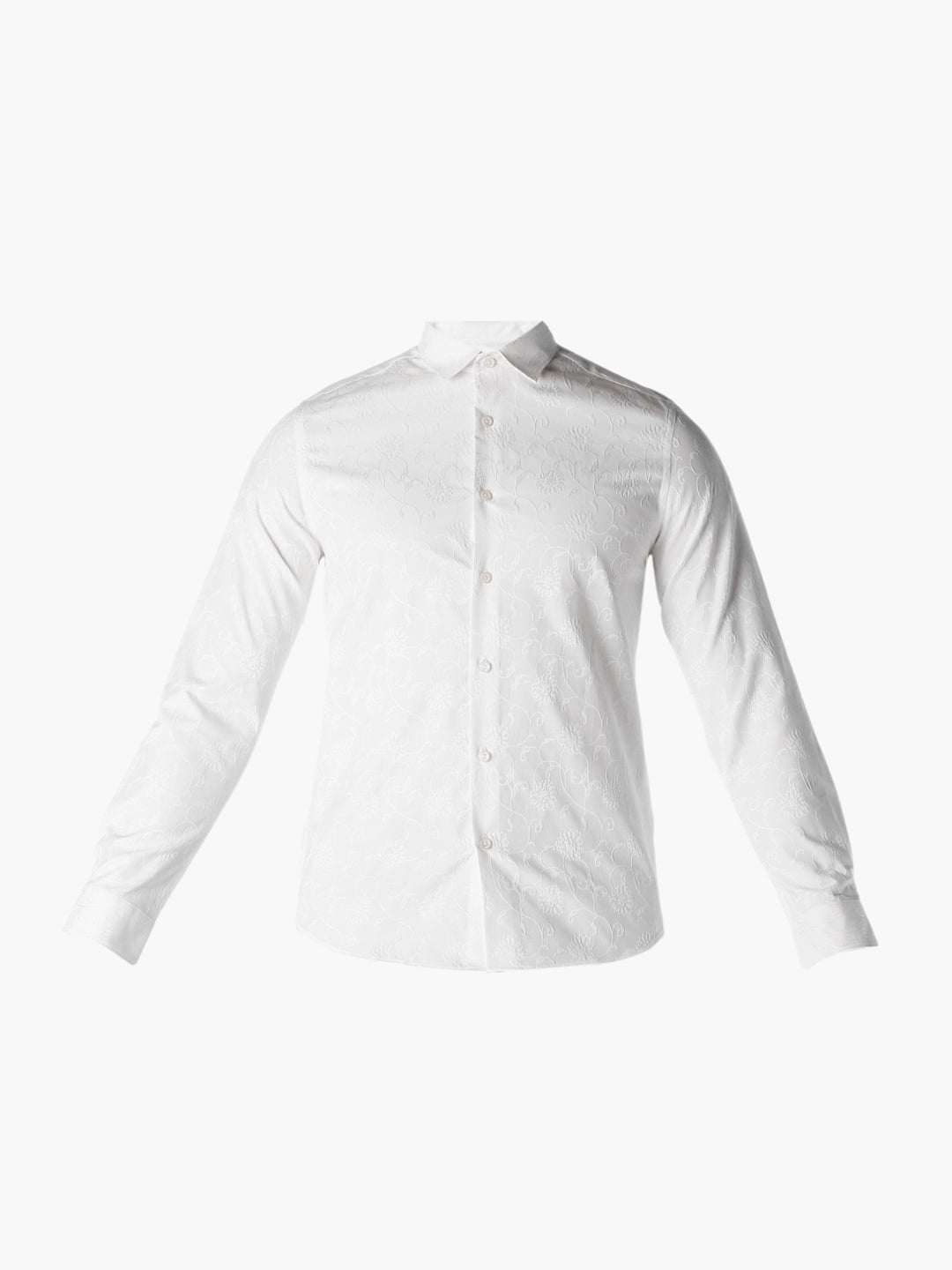 Bright White Jacquard Slim Fit Shirt