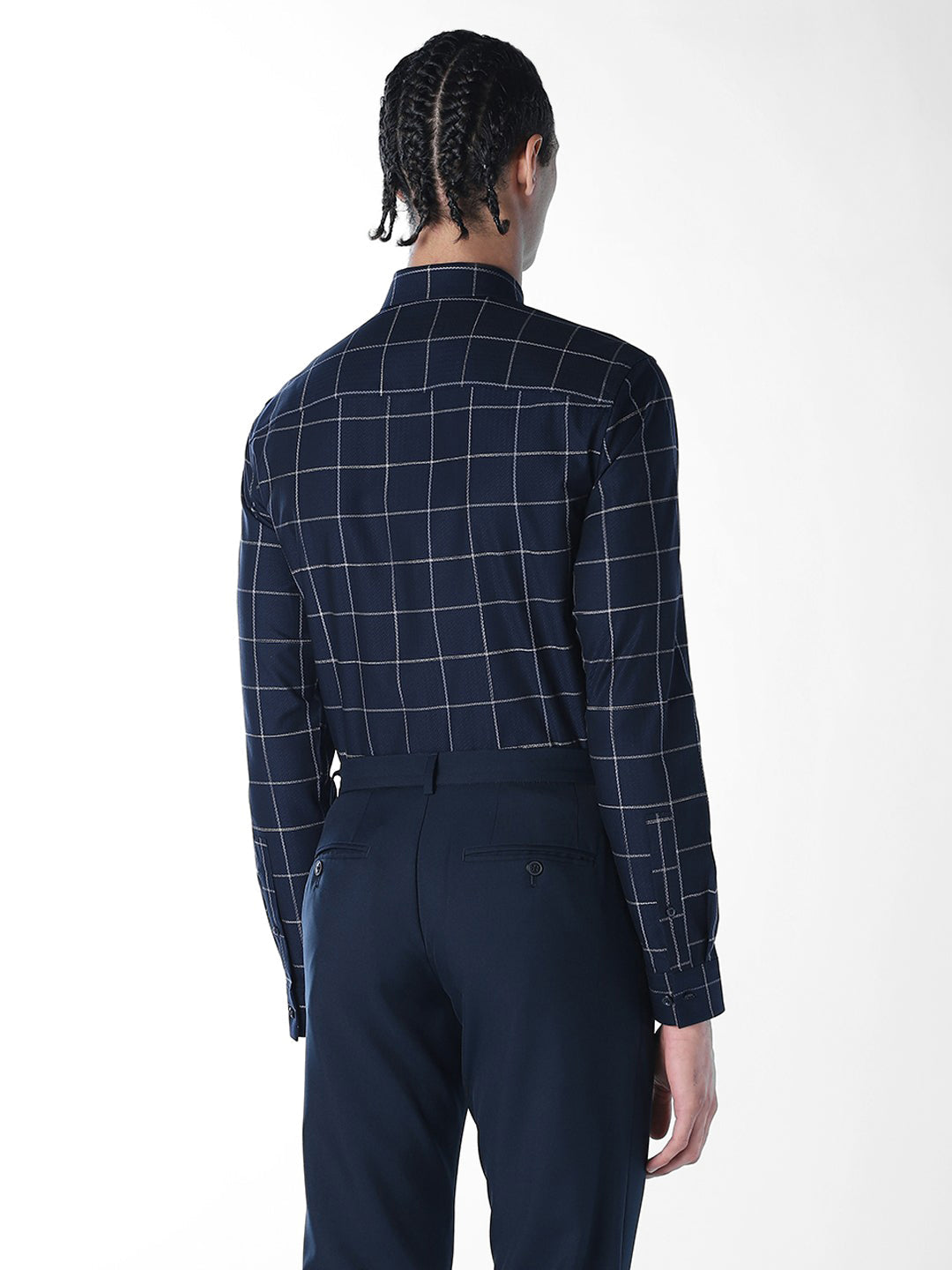 Navy Check Slim Fit Shirt
