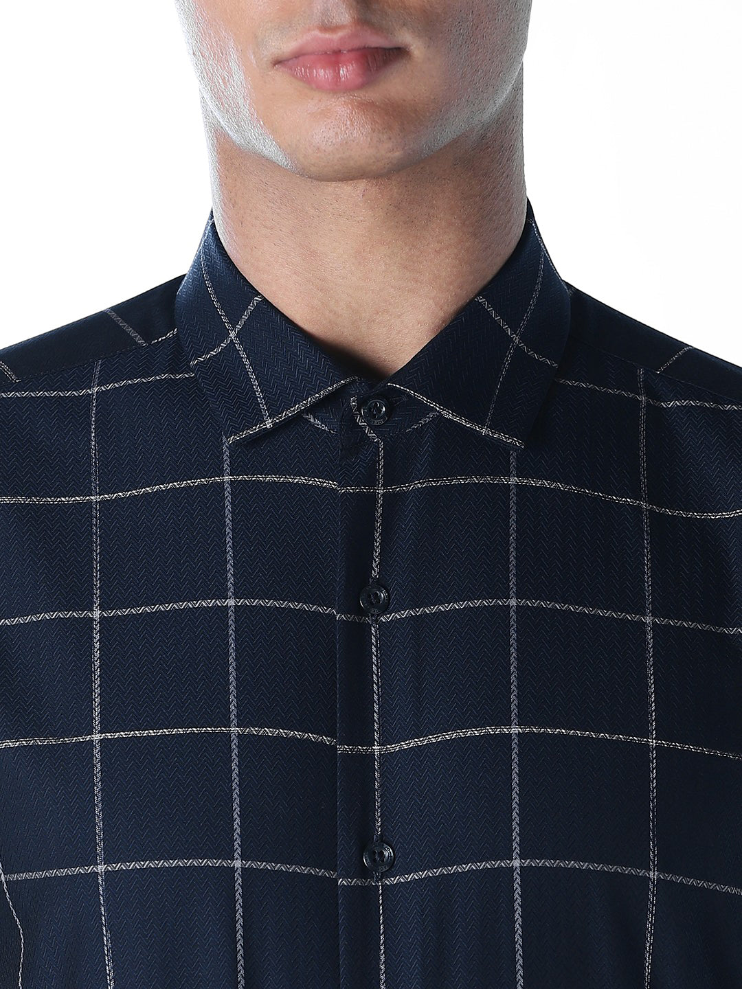Navy Check Slim Fit Shirt
