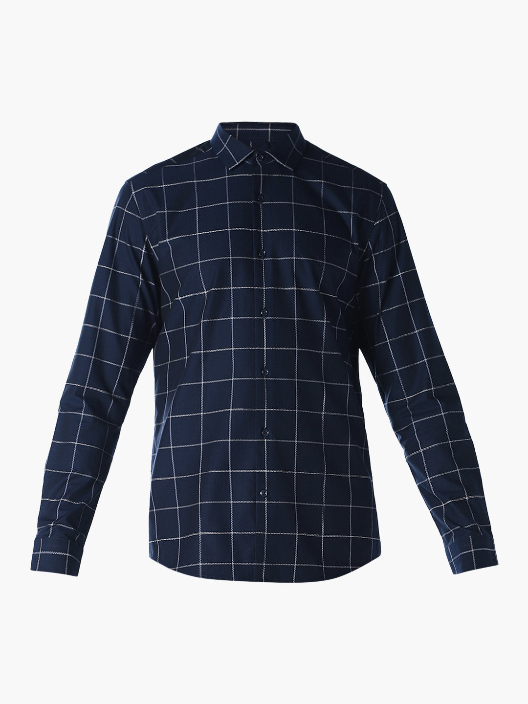 Navy Check Slim Fit Shirt