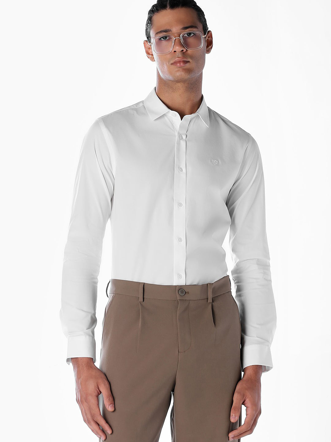 Cotton-Stretch Slim Fit Shirt - White