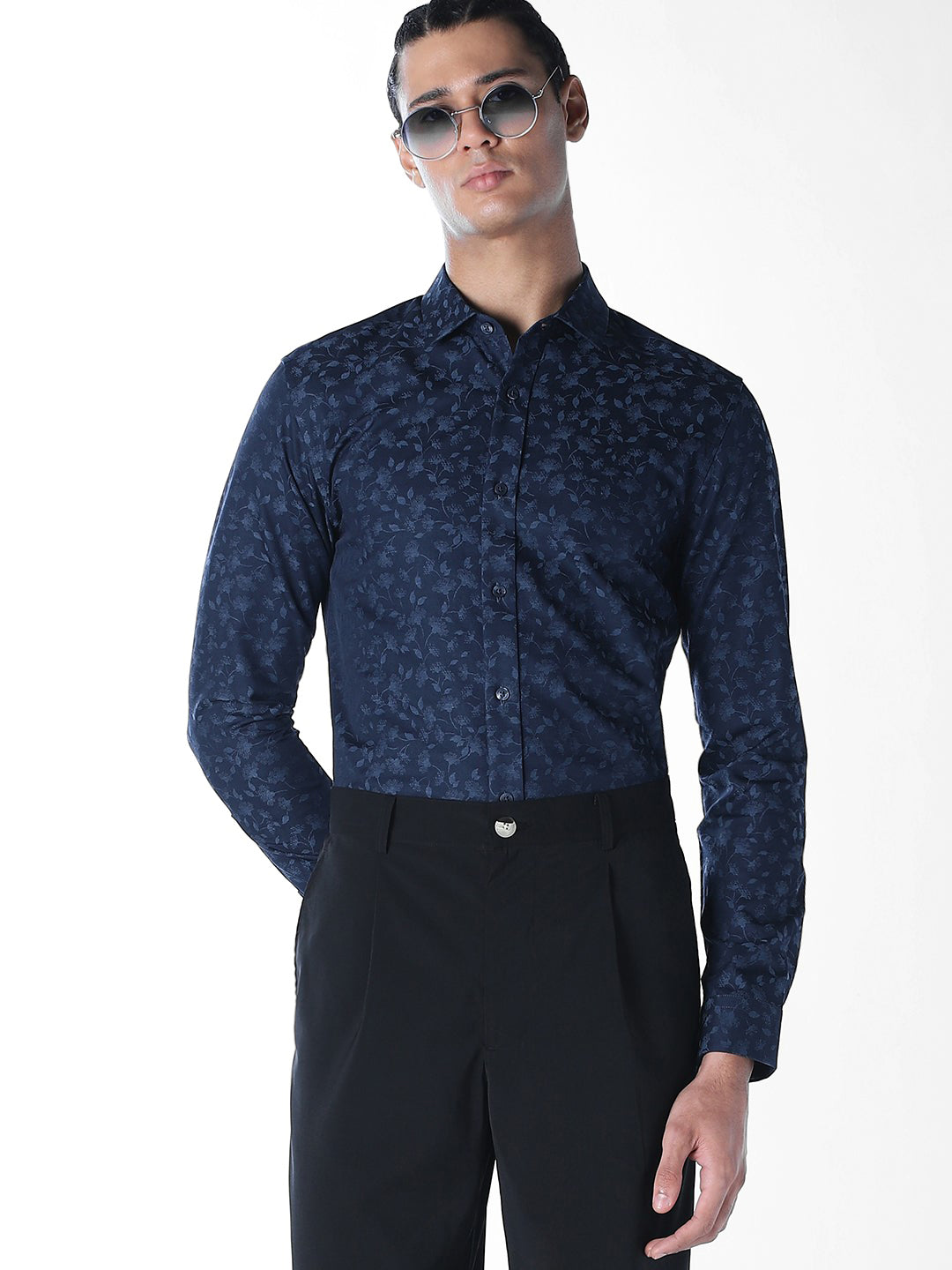 Jacquard Floral Cotton Shirt - S