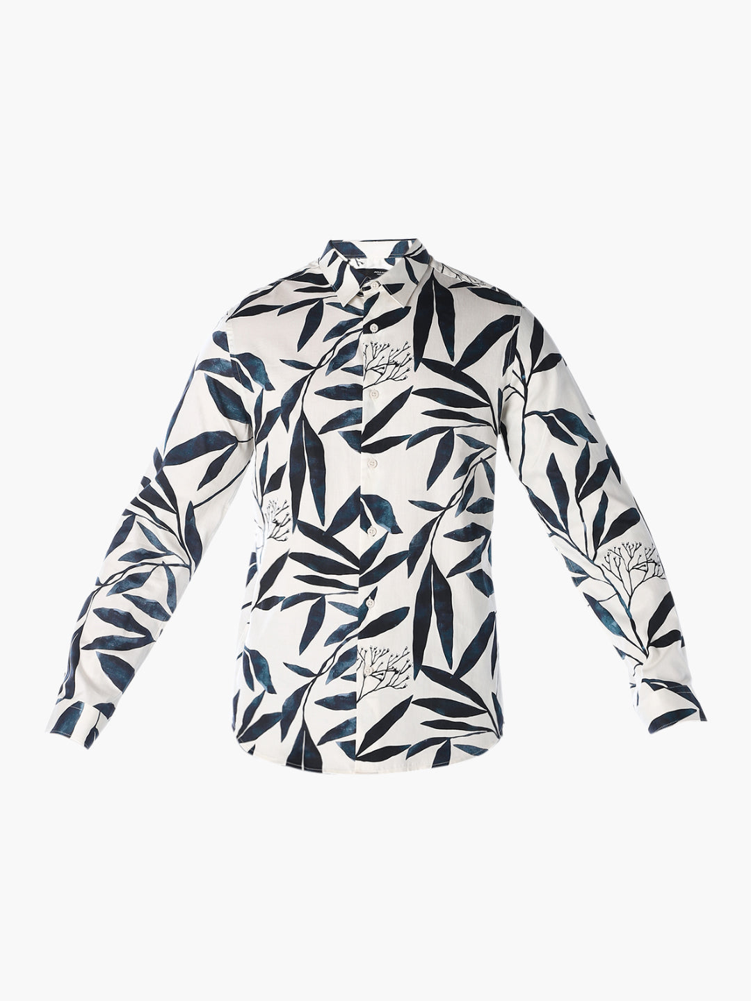 White Botanical Printed Shirt