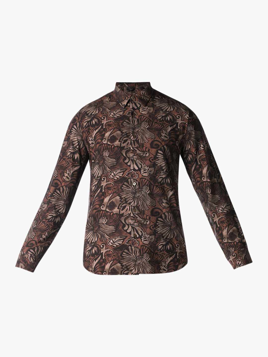 Brown Printed Slim Fit Shirt
