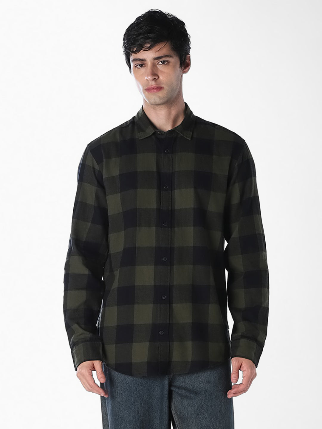 Dark Green Gingham Check Shirt