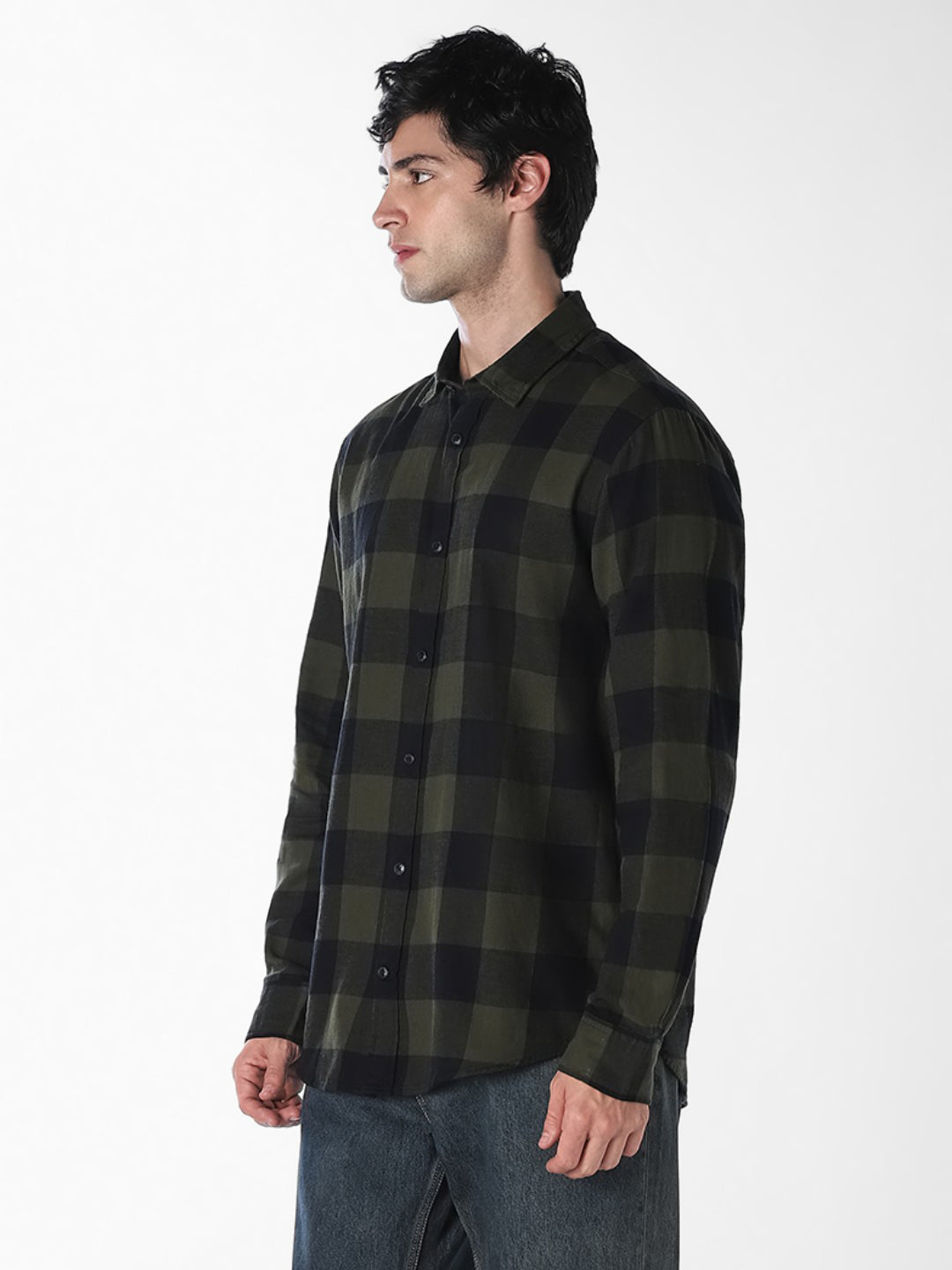 Dark Green Gingham Check Shirt