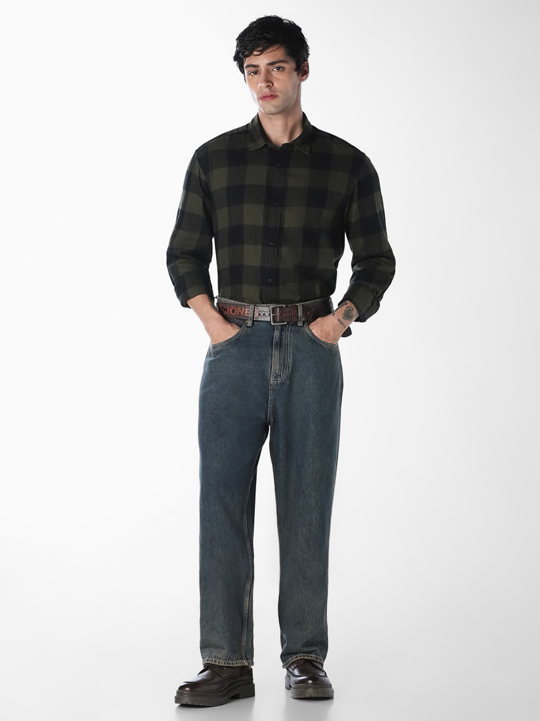 Dark Green Gingham Check Shirt
