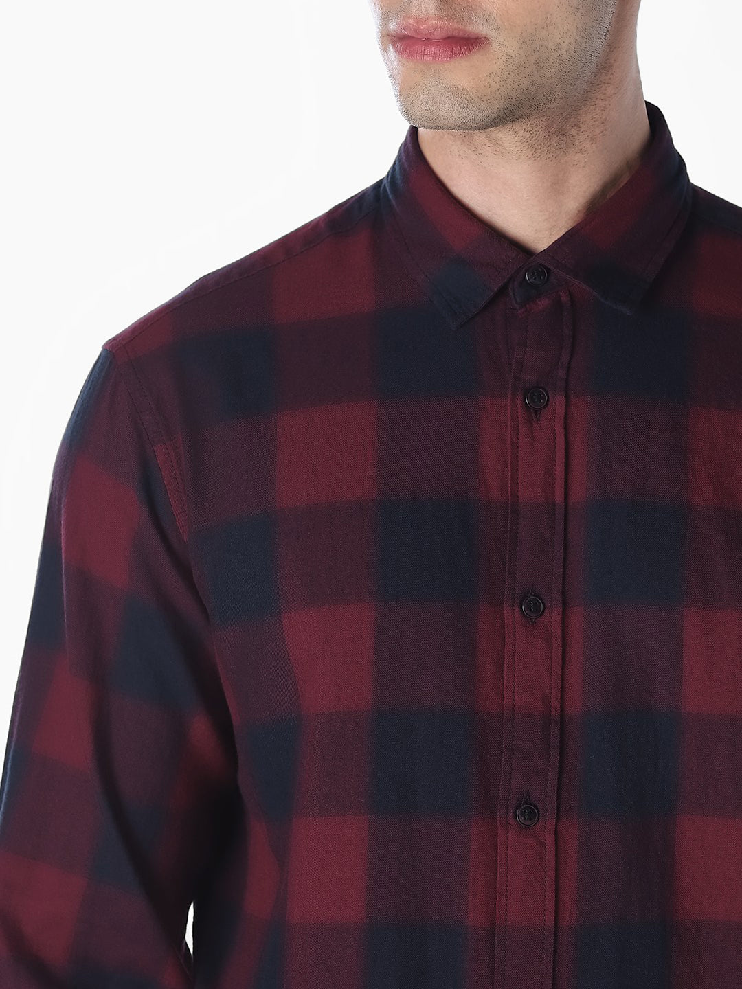 Dark Red Gingham Check Shirt