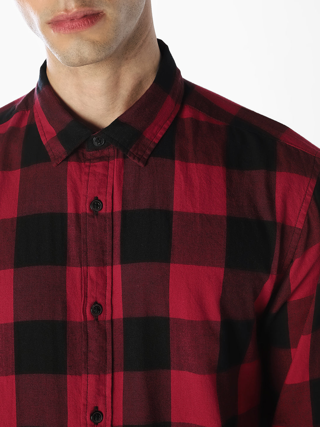 Red Gingham Check Twill Shirt