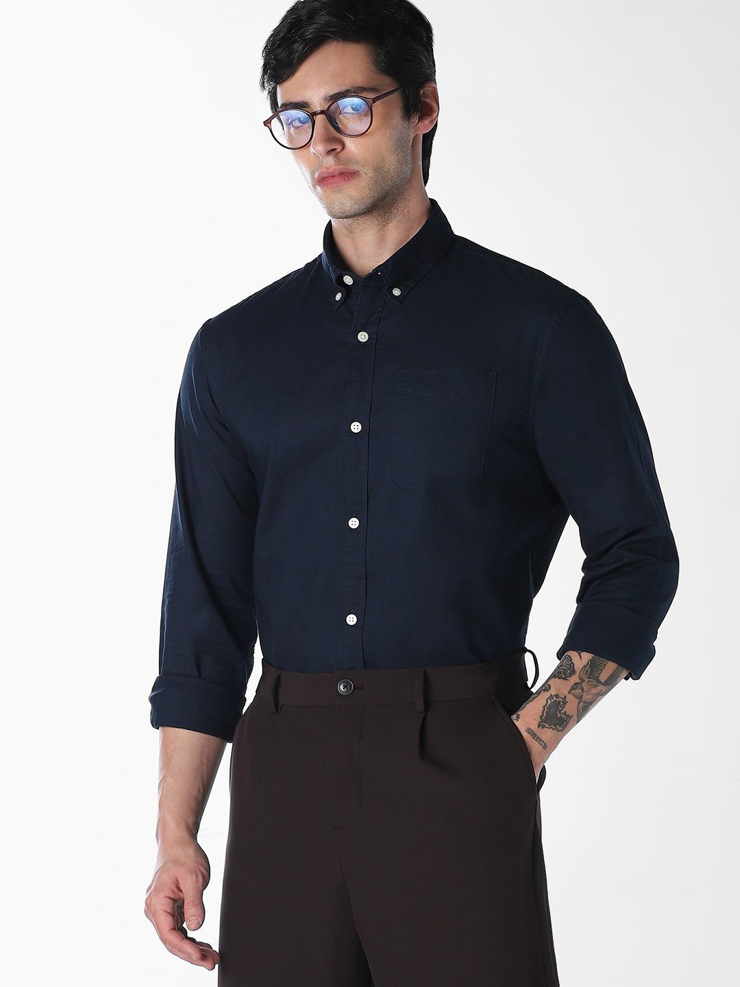 Men's Slim Fit Cotton Oxford Shirt With Button-Down Collar