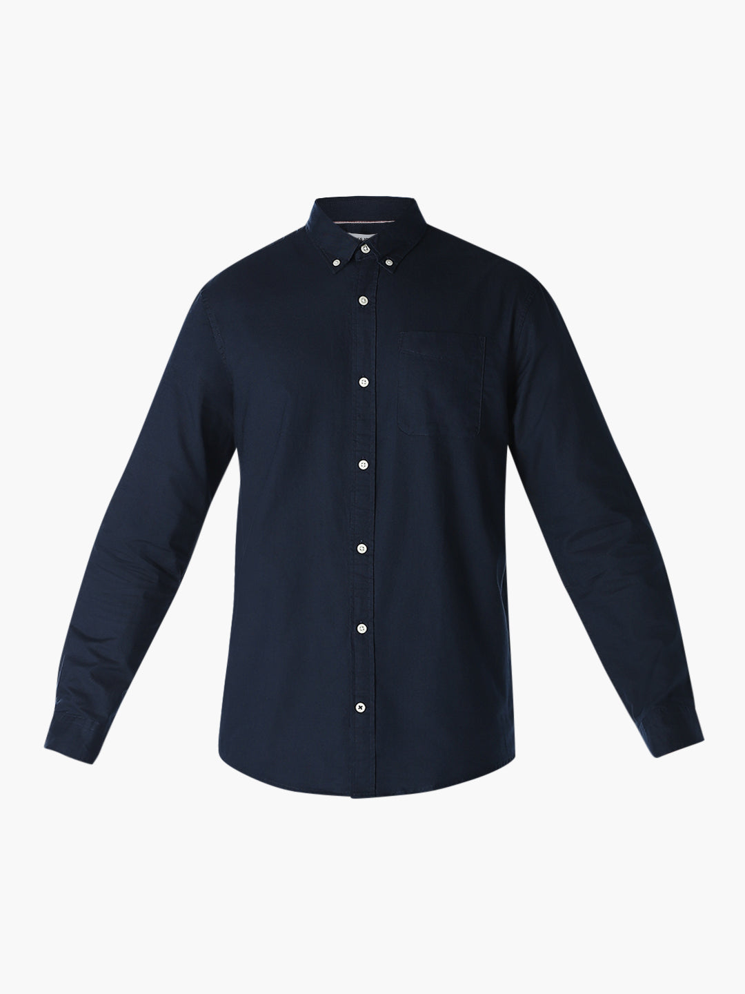 Navy Blue Oxford Weave Cotton Shirt
