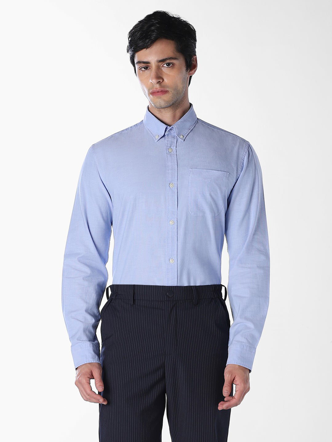 Men's Slim Fit Cotton Oxford Shirt In Cashmere Blue