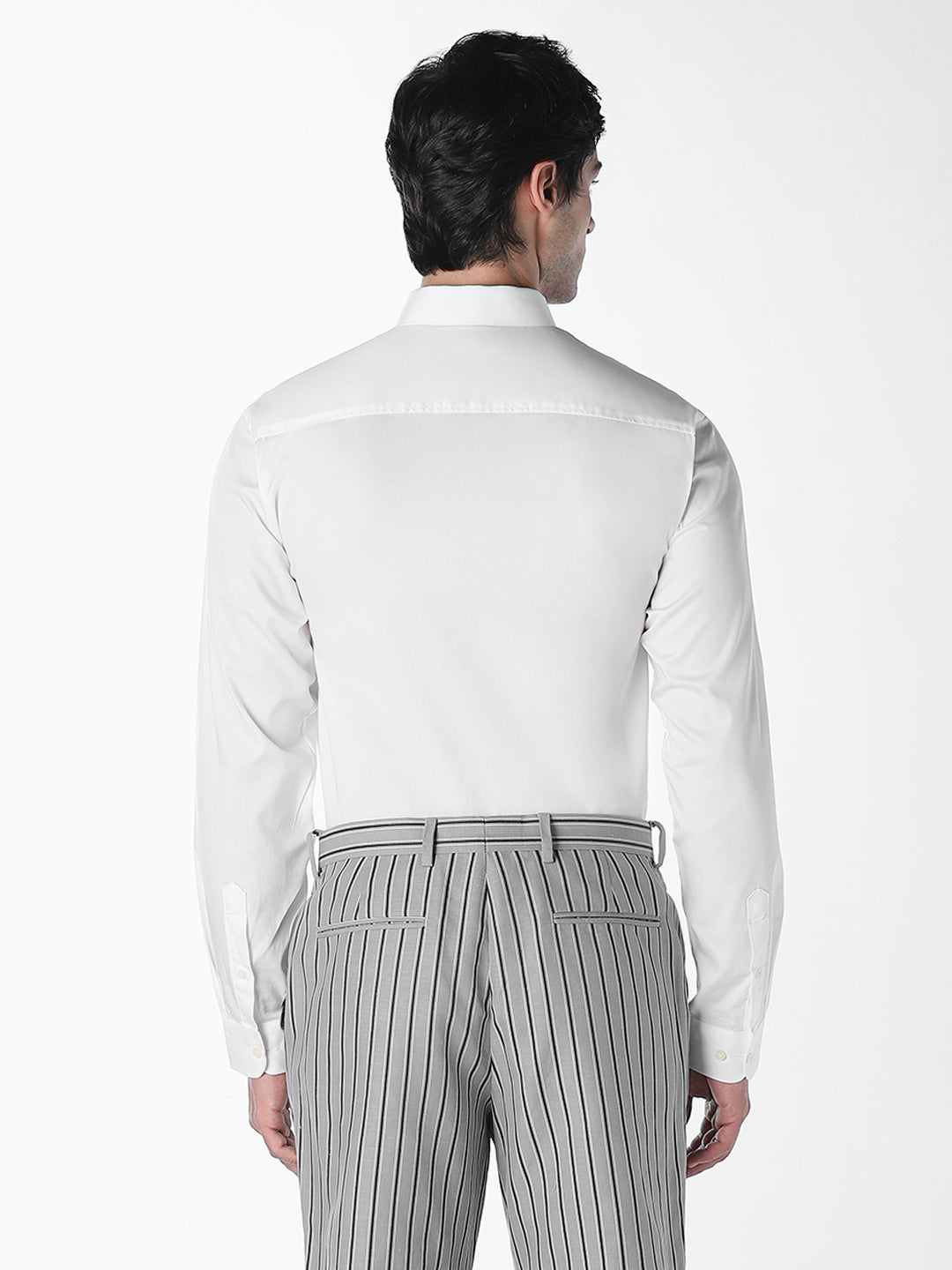 Men's White Cotton Slim Fit Solid Formal Shirt