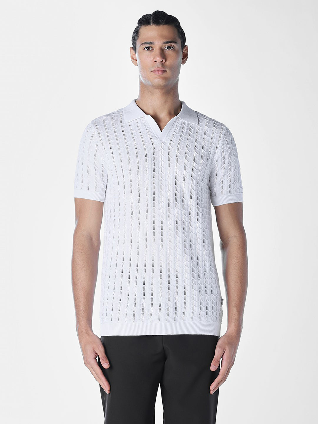 Jacquard knit Cotton Polo