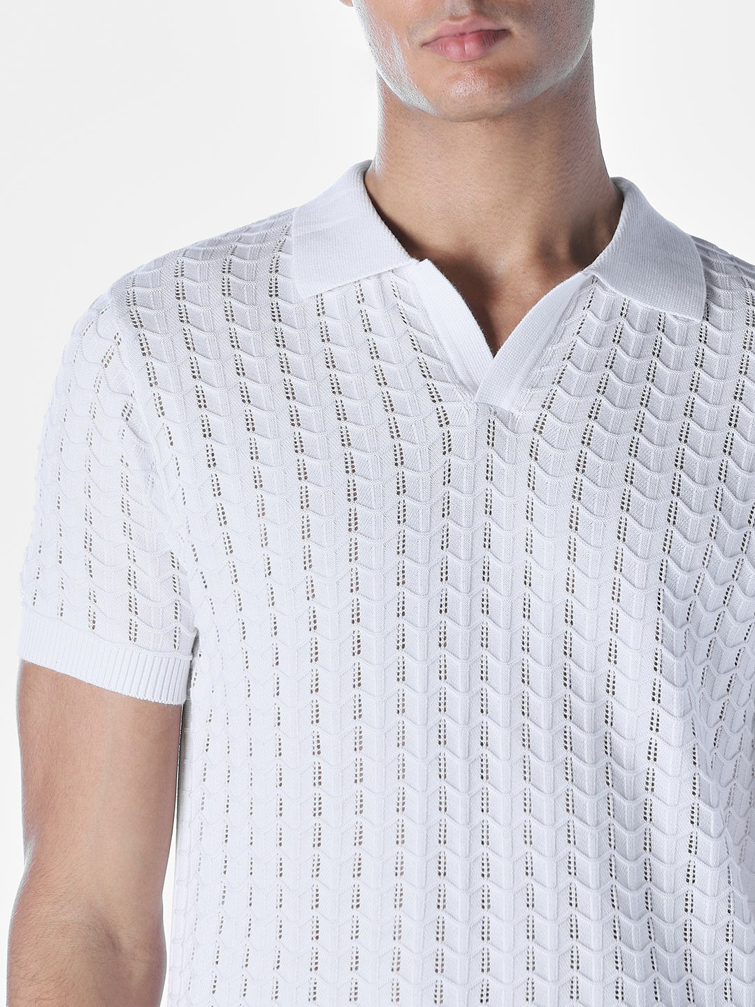 Jacquard knit Cotton Polo