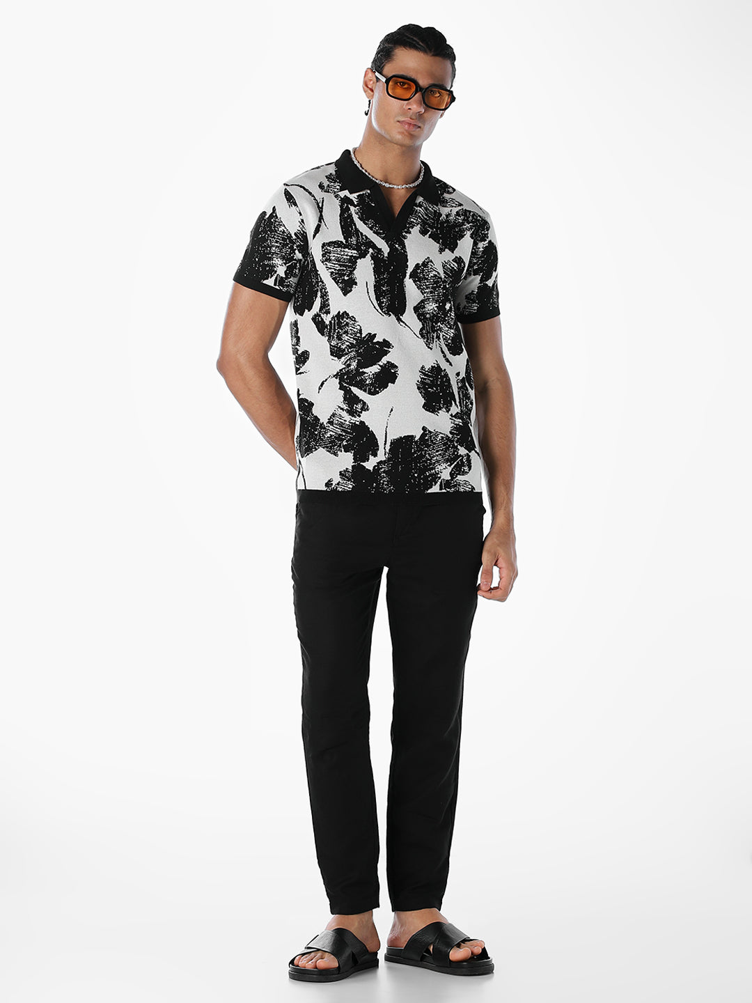 Jacquard Cotton Printed Knit Polo