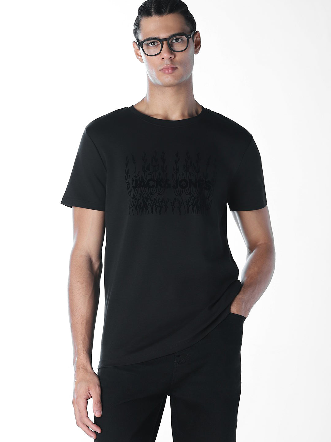 Flock Print Crew Neck T-shirt