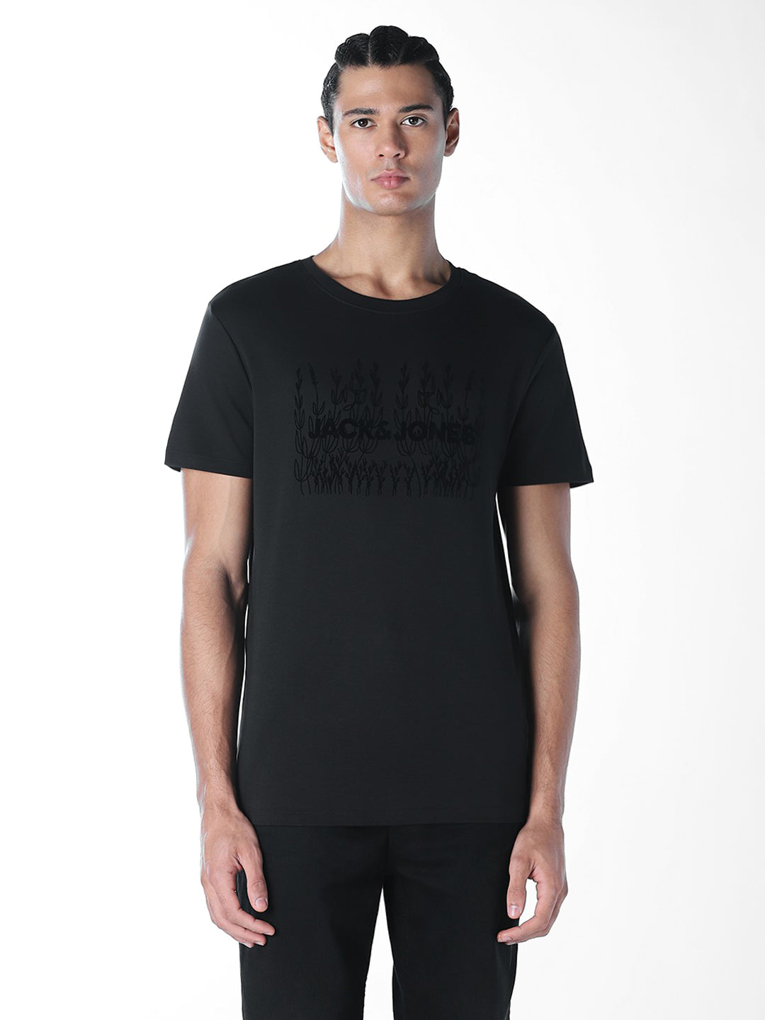 Flock Print Crew Neck T-shirt