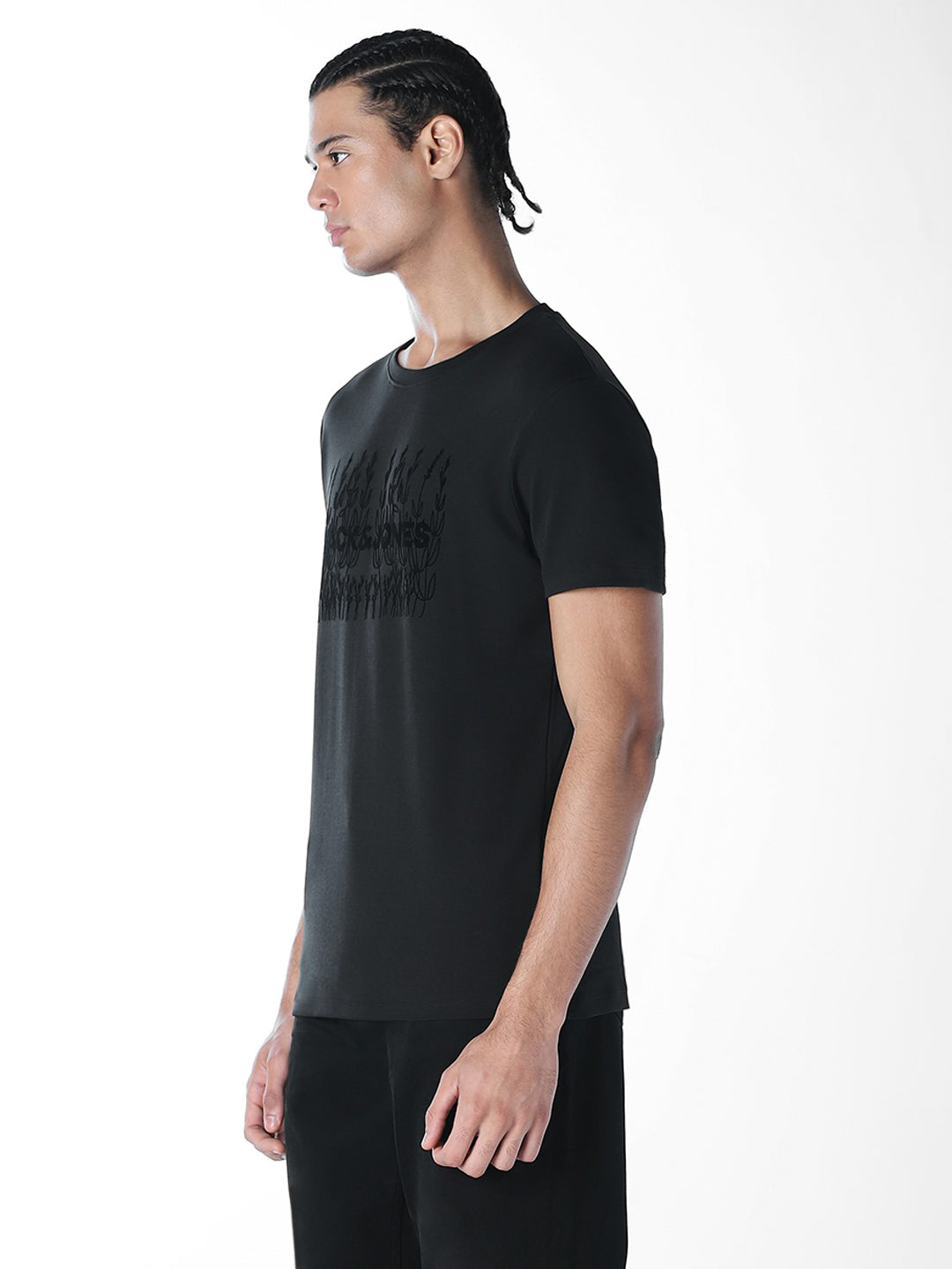 Flock Print Crew Neck T-shirt