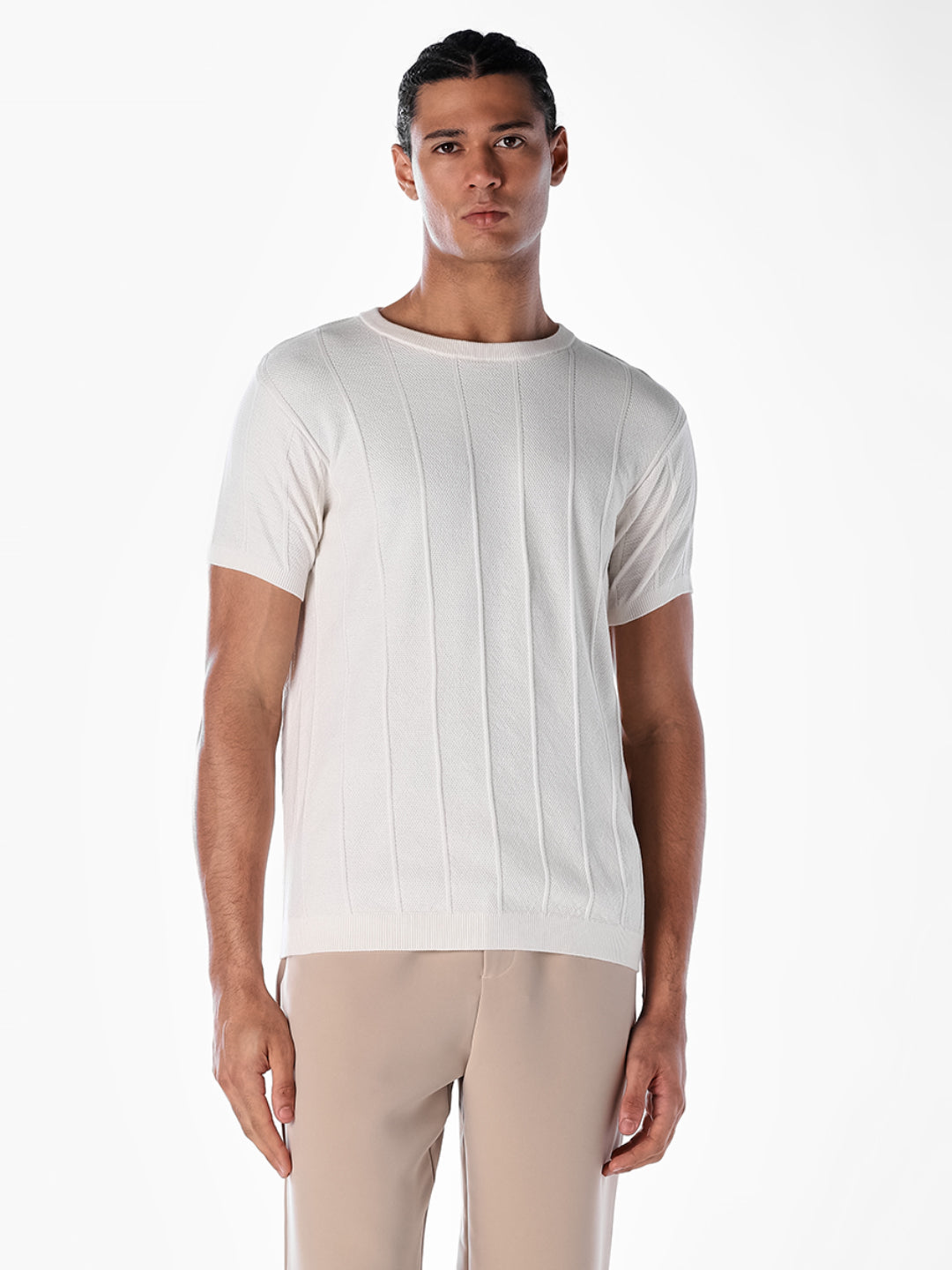 Jacquard Cotton T-shirt - White