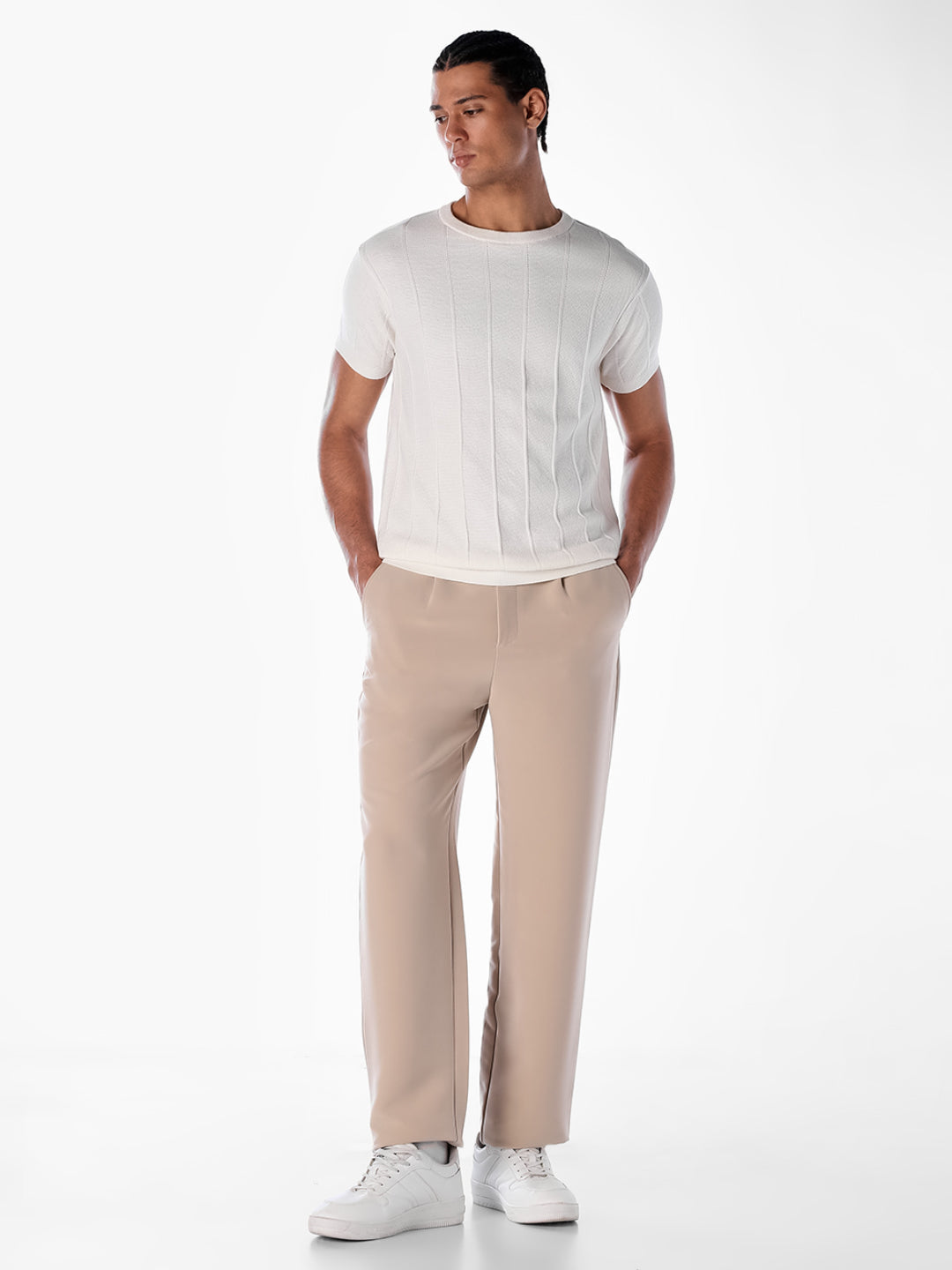 Jacquard Cotton T-shirt - White