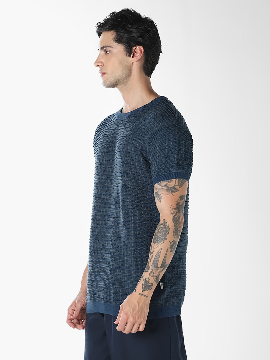 Jacquard Cotton Crew Neck T-shirt