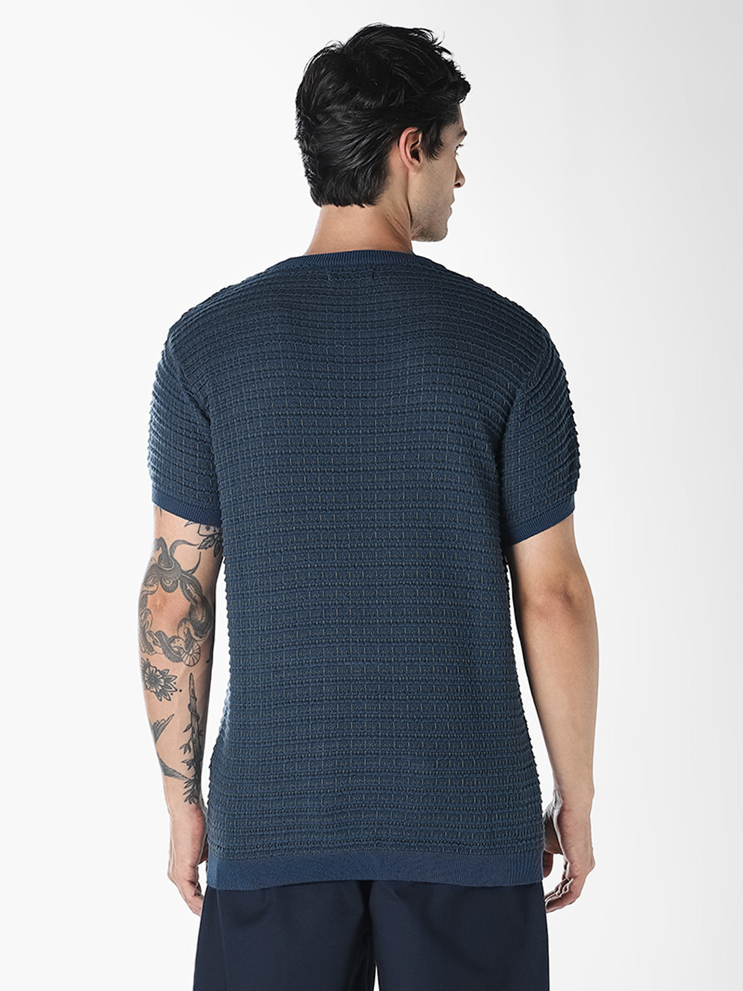 Jacquard Cotton Crew Neck T-shirt