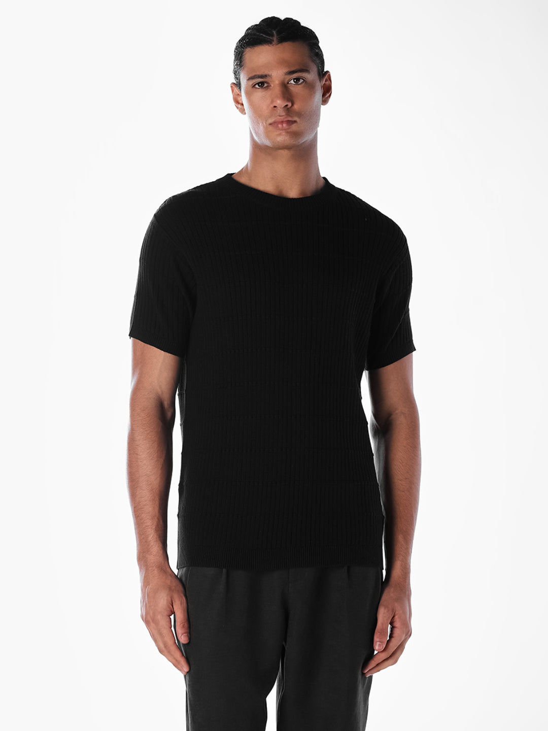 Jacquard Cotton Crew Neck T-shirt