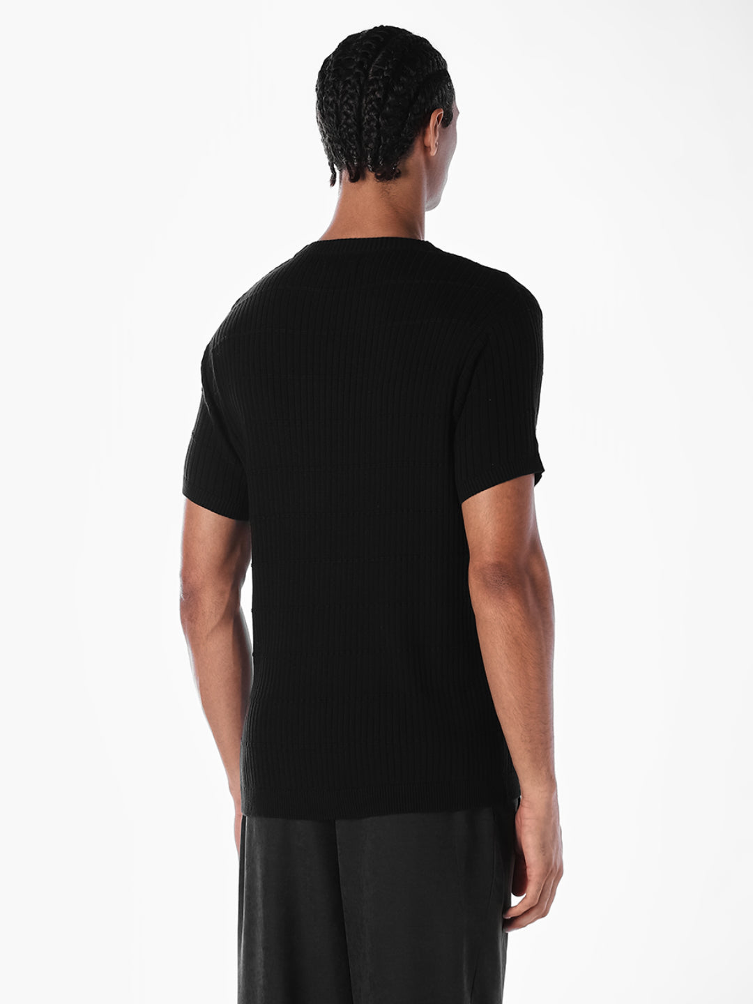 Jacquard Cotton Crew Neck T-shirt