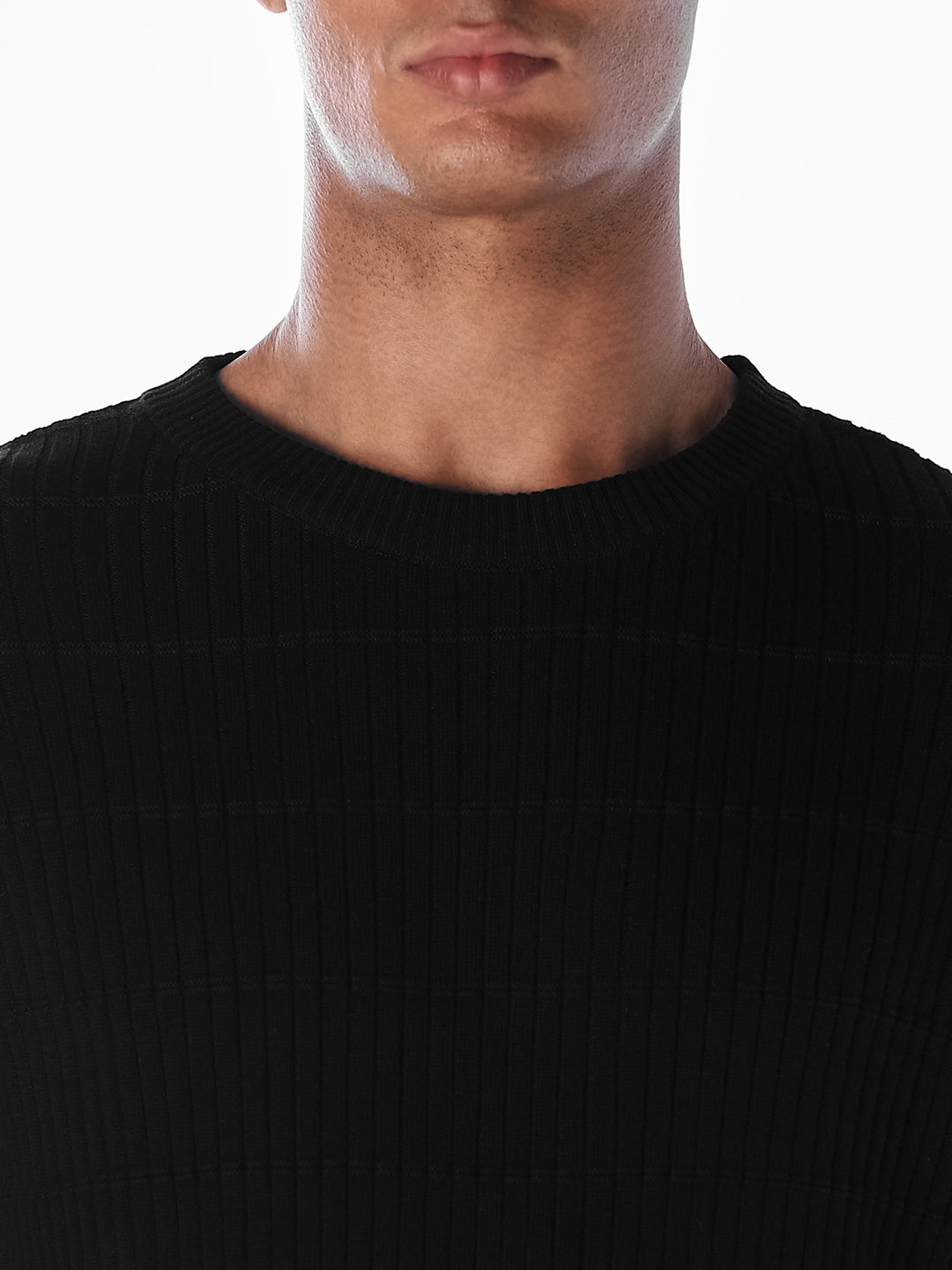 Jacquard Cotton Crew Neck T-shirt