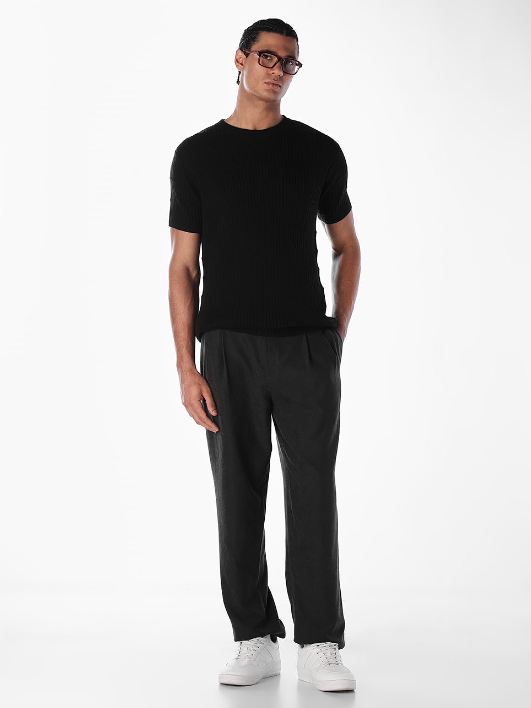 Jacquard Cotton Crew Neck T-shirt