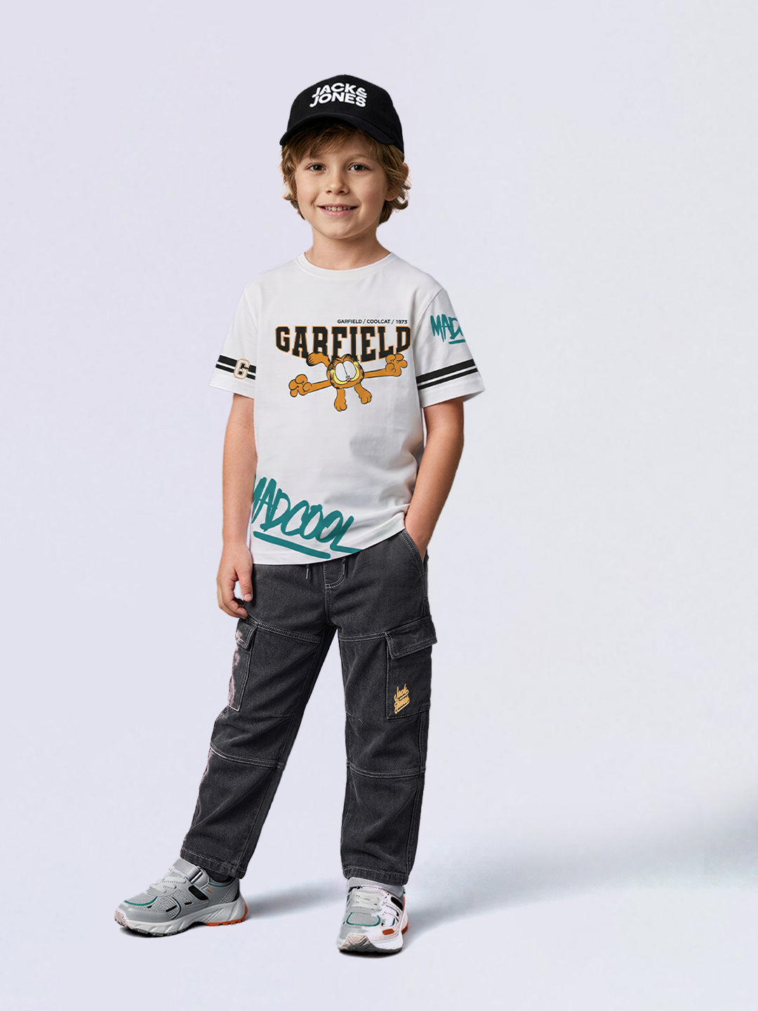 Boys Grey Drawstring Cargo Jeans