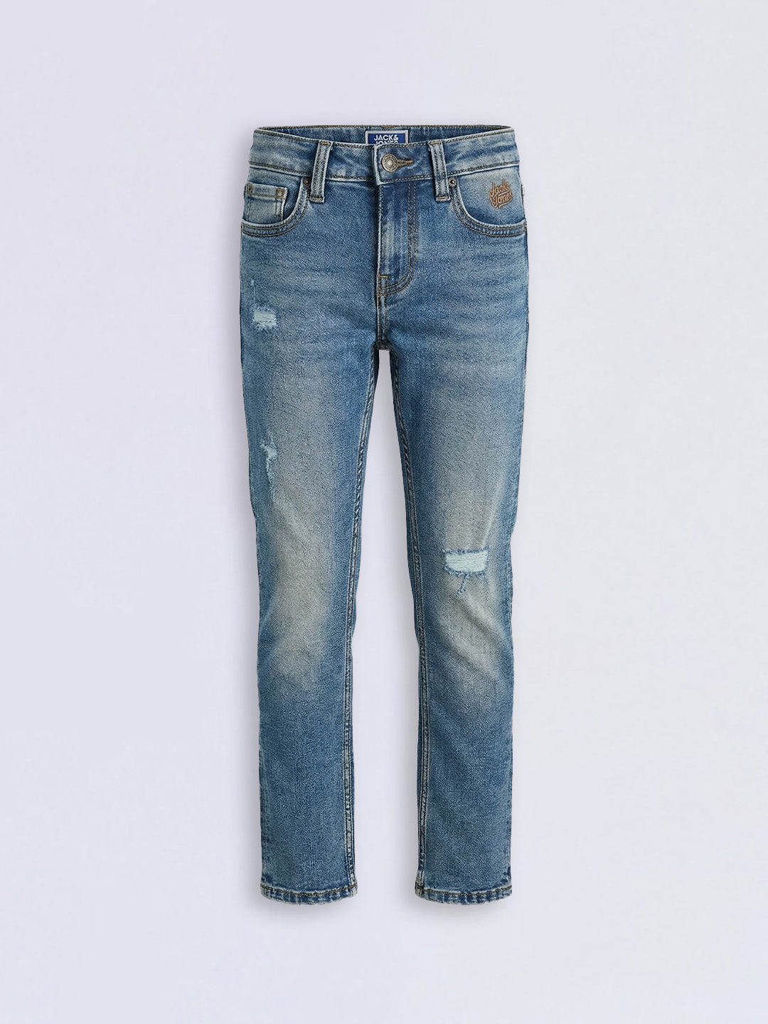 Boys Blue Mildly Distressed Regular Fit Jeans