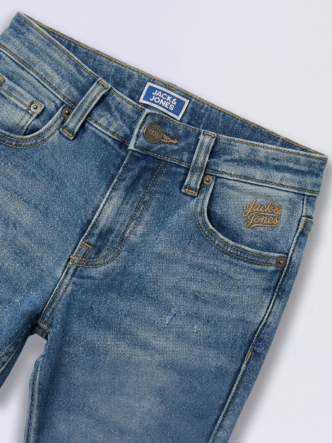 Boys Blue Mildly Distressed Regular Fit Jeans