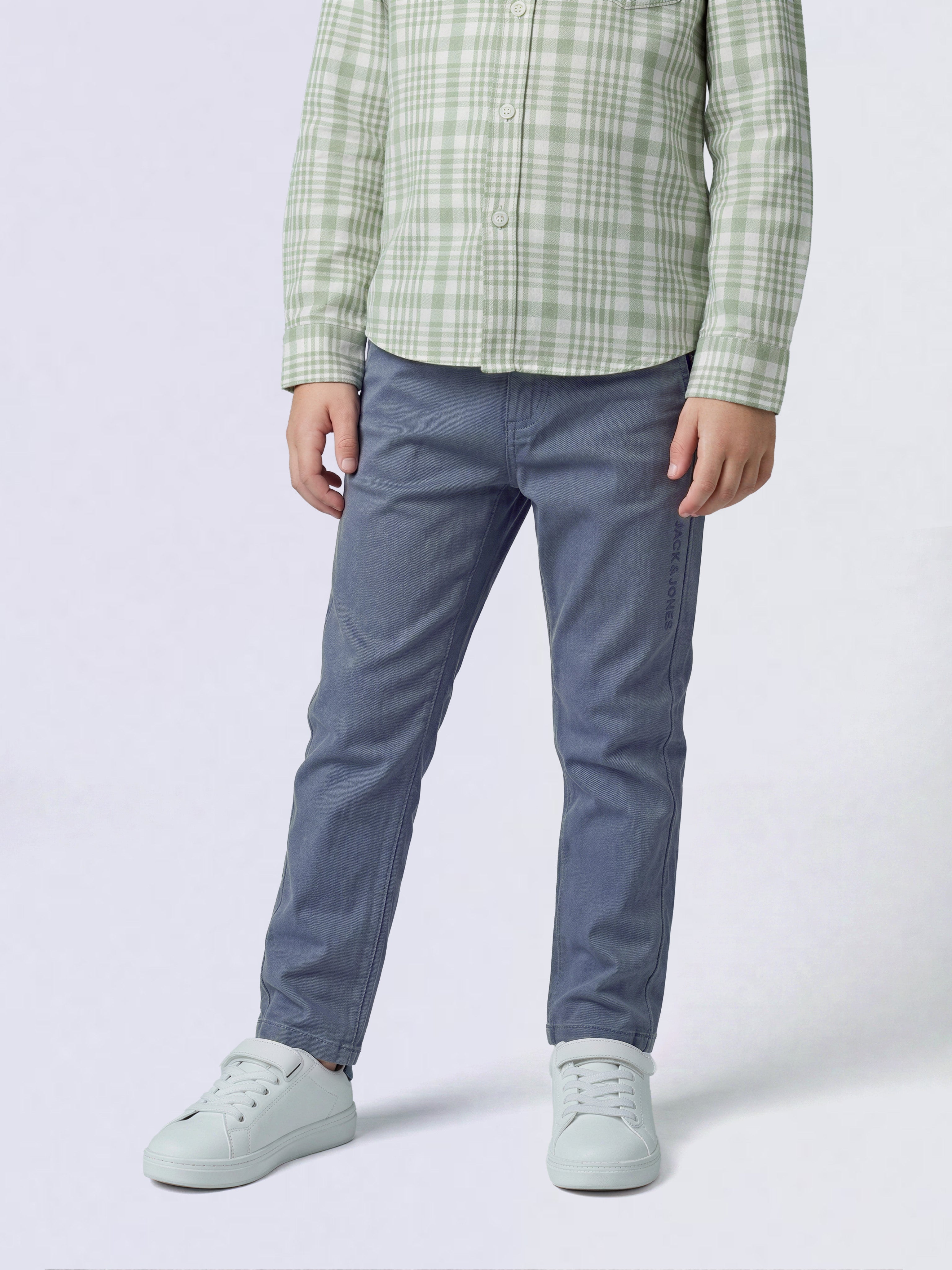 Boys Blue Cotton Regular Fit Pants