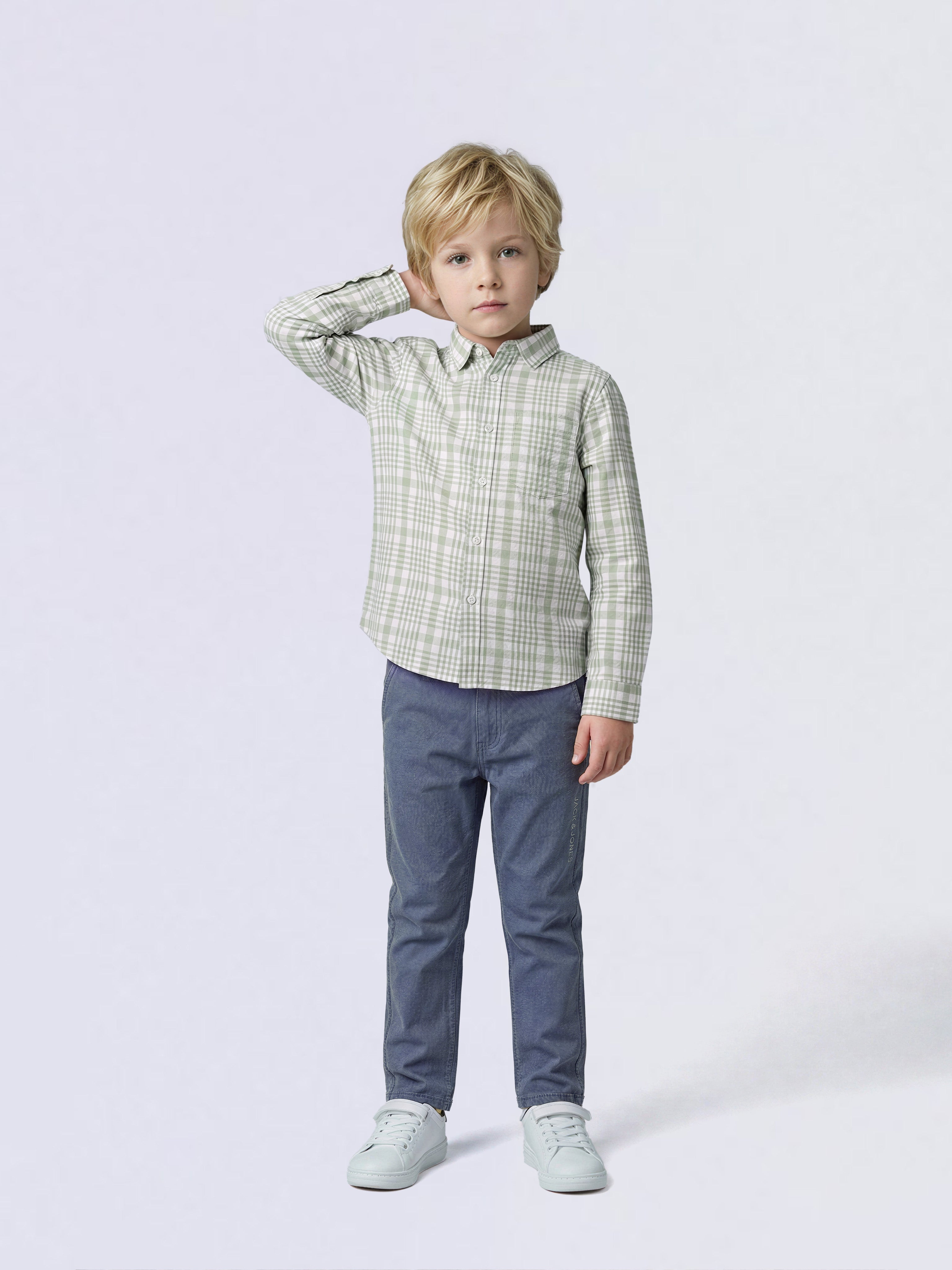 Boys Blue Cotton Regular Fit Pants