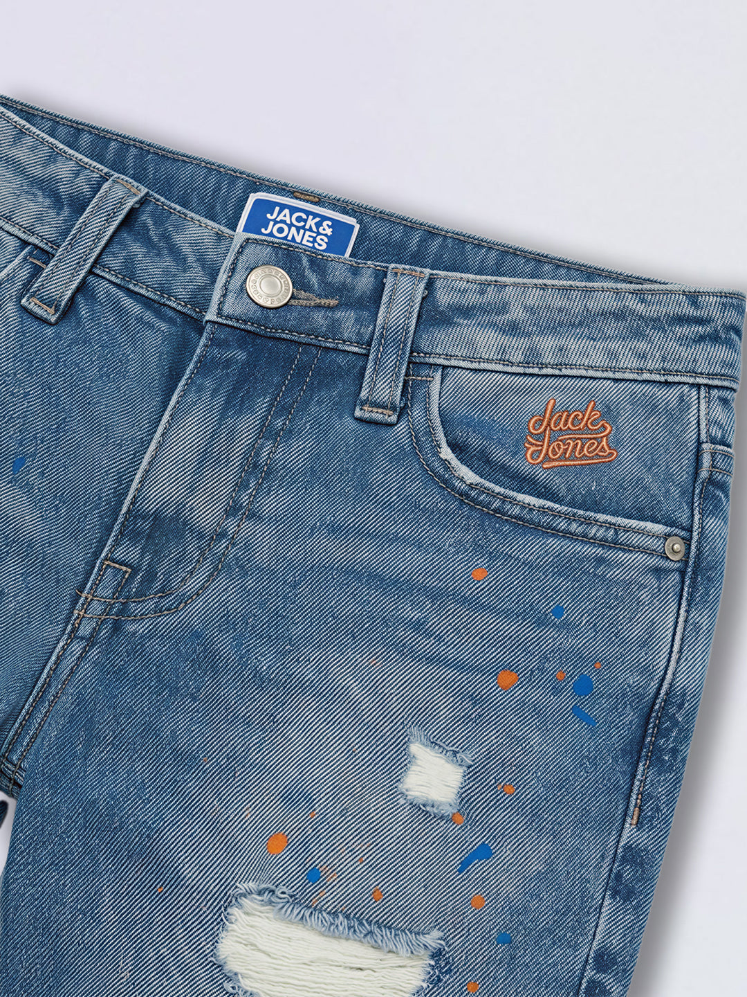 Boys Light Blue Distressed Denim Shorts