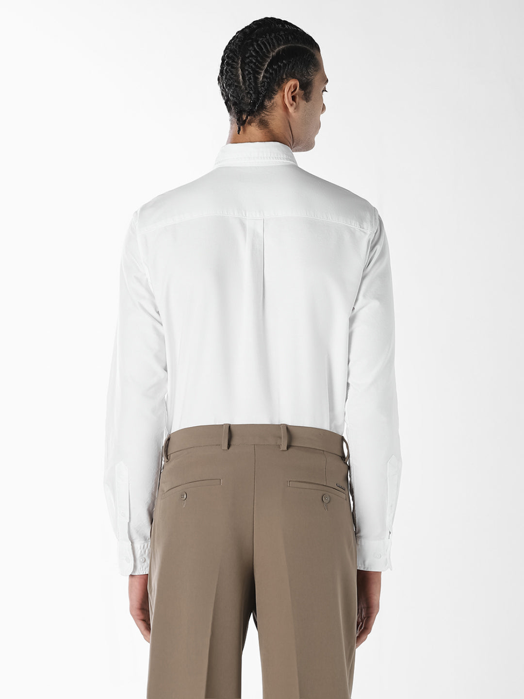 White Oxford Weave Cotton Shirt