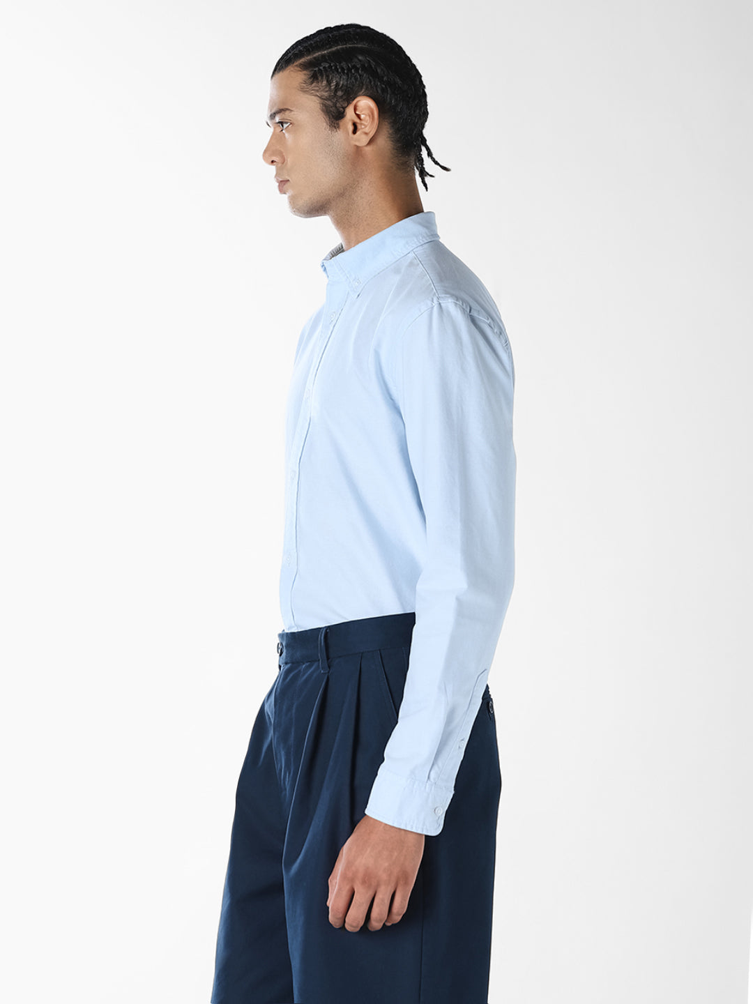 Blue Oxford Weave Cotton Shirt
