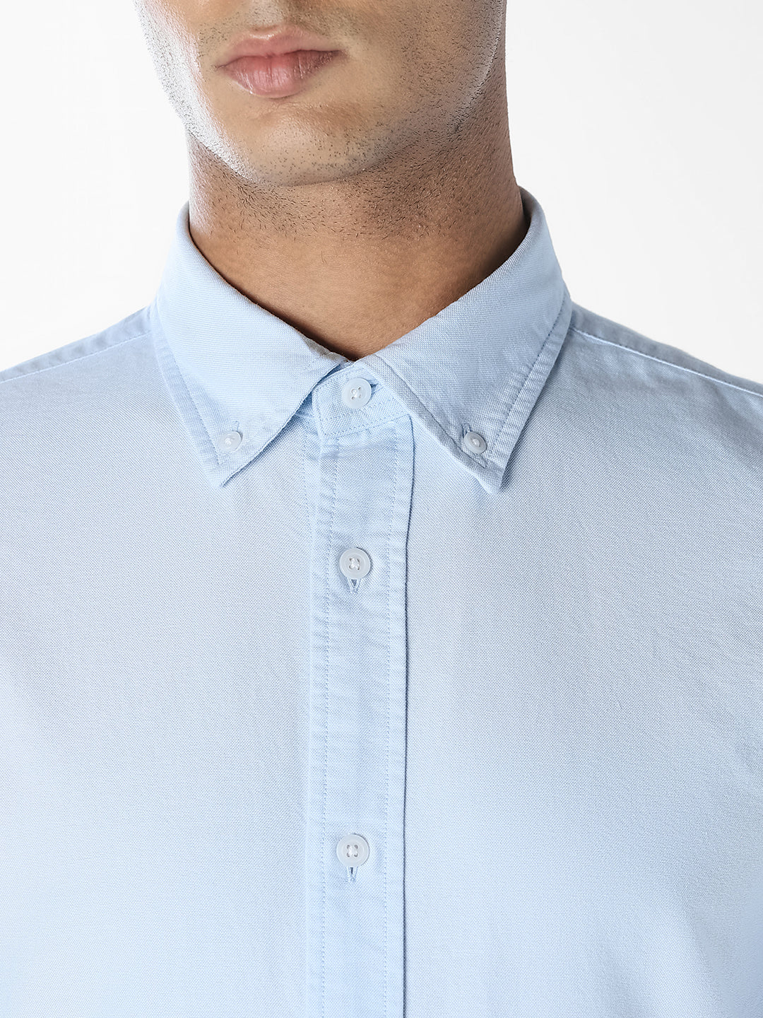 Blue Oxford Weave Cotton Shirt