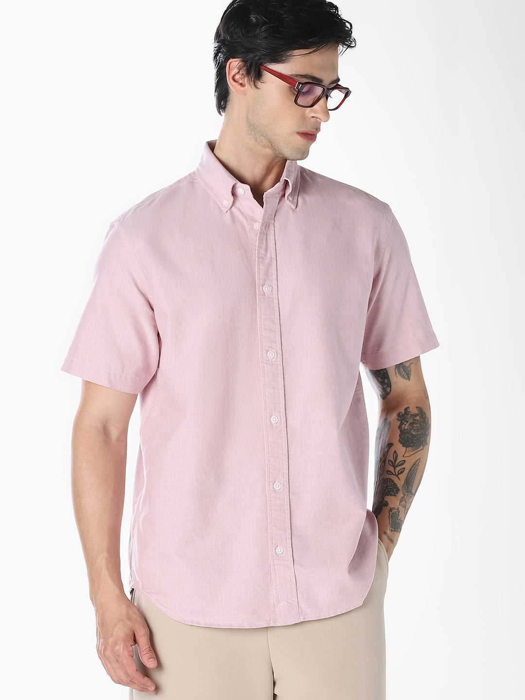 Pink Oxford Weave Shirt - XL