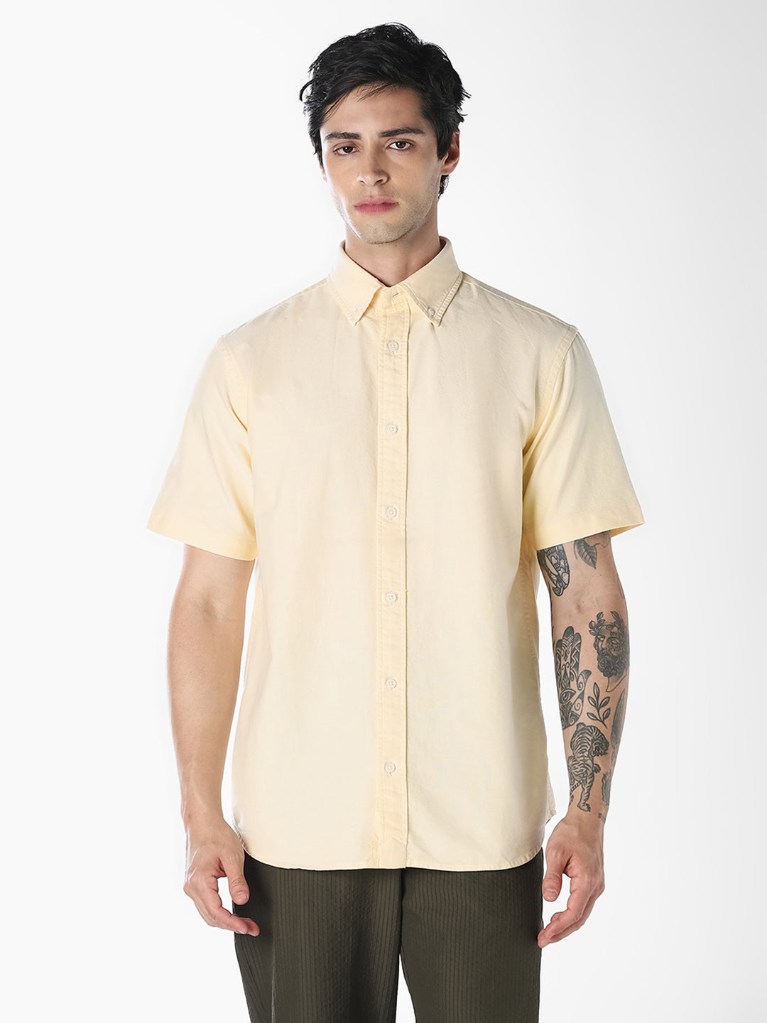 Yellow Oxford Weave Shirt - M