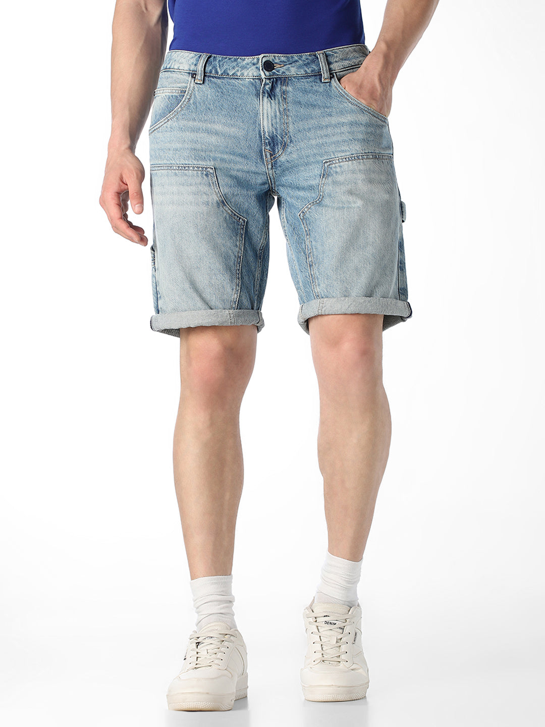 5 Pocket Panel Detailing Denim Shorts