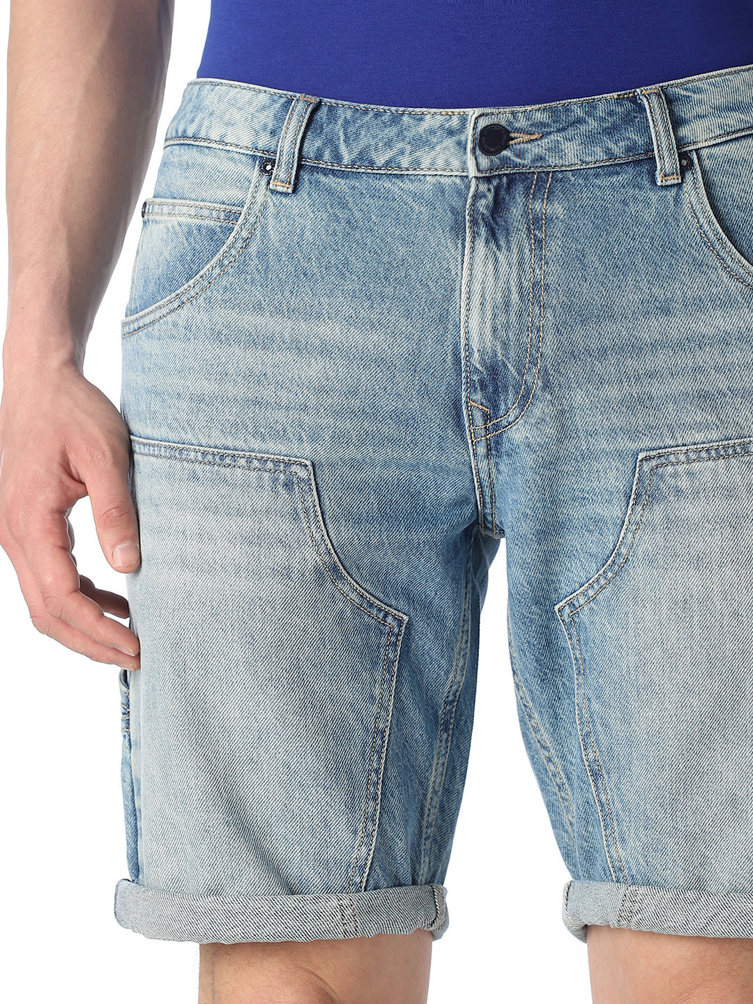 5 Pocket Panel Detailing Denim Shorts
