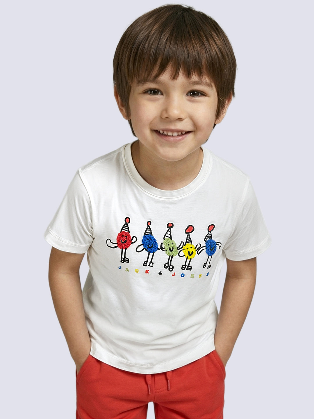 Boys White Printed T-shirt - 3/4Y