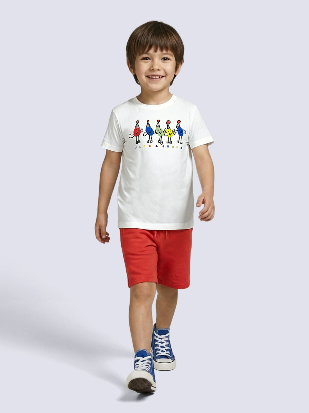 Boys White Printed T-shirt